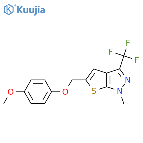 4-methoxyphenyl [1-methyl-3-(trifluoromethyl)-1H-thieno[2,3-c]pyrazol-5-yl]methyl ether structure