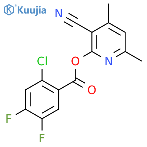 3-Cyano-4,6-dimethylpyridin-2-yl 2-chloro-4,5-difluorobenzoate structure