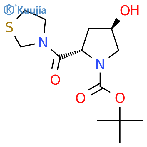 (2R,4S)-Tert-butyl 4-hydroxy-2-(thiazolidine-3-carbonyl)pyrrolidine-1-carboxylate structure