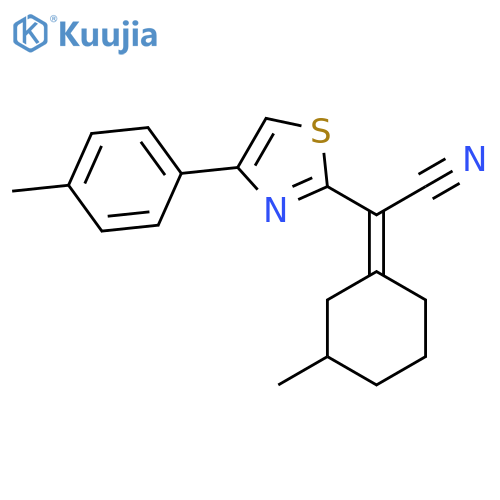 2-(1Z)-3-methylcyclohexylidene-2-4-(4-methylphenyl)-1,3-thiazol-2-ylacetonitrile structure