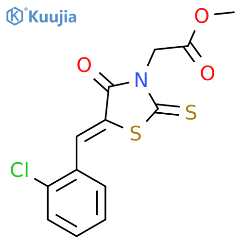 methyl 2-(5Z)-5-(2-chlorophenyl)methylidene-4-oxo-2-sulfanylidene-1,3-thiazolidin-3-ylacetate structure