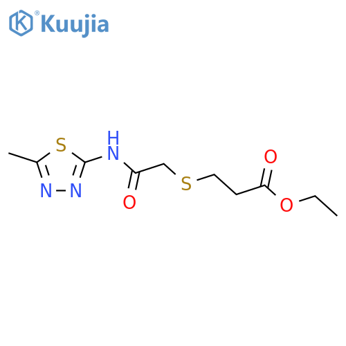 ethyl 3-({(5-methyl-1,3,4-thiadiazol-2-yl)carbamoylmethyl}sulfanyl)propanoate structure
