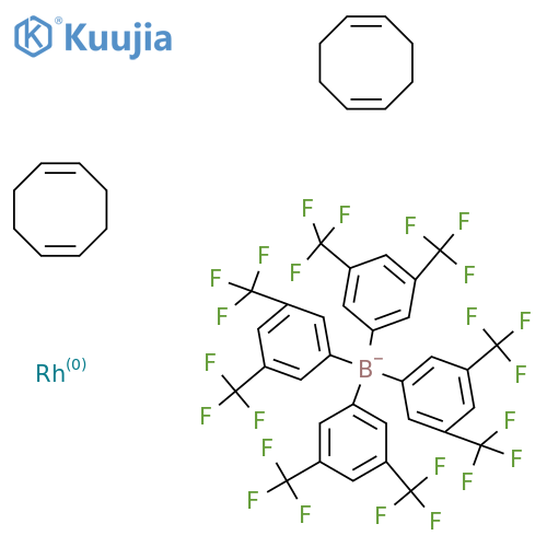 Bis(1,5-cyclooctadiene)rhodium(I) tetrakis[bis(3,5-trifluoromethyl)phenyl]borate structure