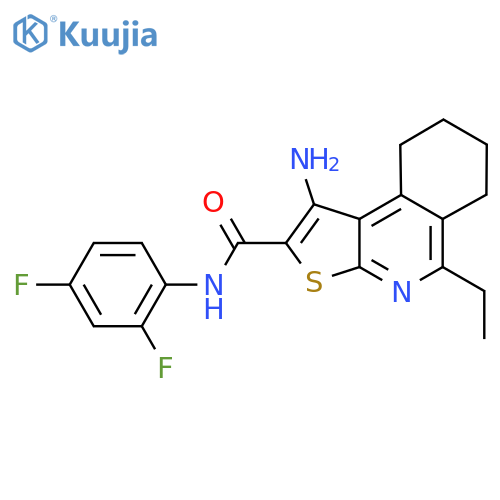 1-amino-N-(2,4-difluorophenyl)-5-ethyl-6H,7H,8H,9H-thieno2,3-cisoquinoline-2-carboxamide structure