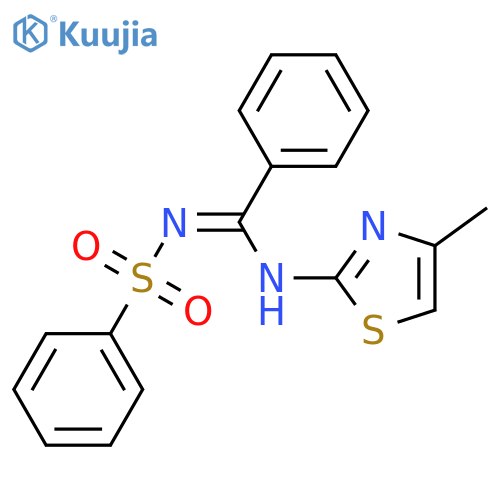(Z)-N'-(benzenesulfonyl)-N-(4-methyl-1,3-thiazol-2-yl)benzenecarboximidamide structure