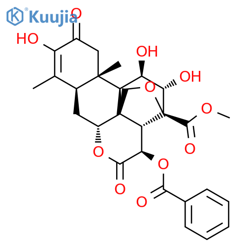 methyl (11beta,12alpha,13beta,15beta)-3,11,12-trihydroxy-2,16-dioxo-15-[(phenylcarbonyl)oxy]-13,20-epoxypicras-3-en-21-oate structure