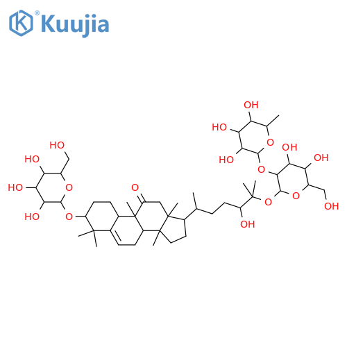 Cucurbit-5-ene-3,11,24,25-tetrol; (3β,11α,24R)-form, 11-Ketone, 3-O-β-D-glucopyranoside, 25-O-[α-L-rhamnopyranosyl-(1→2)-β-D-glucopyranoside] structure