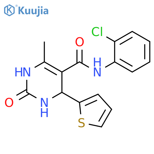 N-(2-chlorophenyl)-6-methyl-2-oxo-4-(thiophen-2-yl)-1,2,3,4-tetrahydropyrimidine-5-carboxamide structure