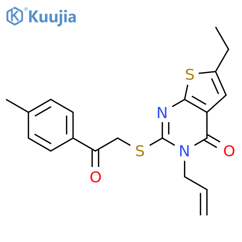 6-ethyl-2-{2-(4-methylphenyl)-2-oxoethylsulfanyl}-3-(prop-2-en-1-yl)-3H,4H-thieno2,3-dpyrimidin-4-one structure
