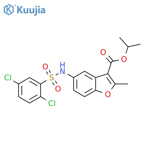 propan-2-yl 5-(2,5-dichlorobenzenesulfonamido)-2-methyl-1-benzofuran-3-carboxylate structure