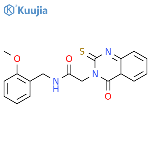 N-(2-methoxyphenyl)methyl-2-(4-oxo-2-sulfanylidene-1,2,3,4-tetrahydroquinazolin-3-yl)acetamide structure