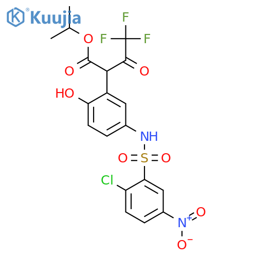 propan-2-yl 2-5-(2-chloro-5-nitrobenzenesulfonamido)-2-hydroxyphenyl-4,4,4-trifluoro-3-oxobutanoate structure