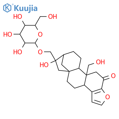 5a,8-Methano-5aH-cyclohepta[5,6]naphtho[2,1-b]furan-12(3bH)-one,7-[(b-D-glucopyranosyloxy)methyl]-4,5,6,7,8,9,10,10a,10b,11-decahydro-7-hydroxy-10b-(hydroxymethyl)-,(3bS,5aS,7R,8R,10aR,10bR)- structure