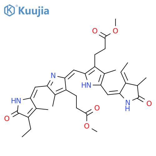 3,3'-(18-ethyl-3-ethylidene-2,7,13,17-tetramethyl-1,19-dioxo-1,2,3,19,22,24-hexahydro-21H-biline-8,12-diyl)-bis-propionic acid dimethyl ester structure