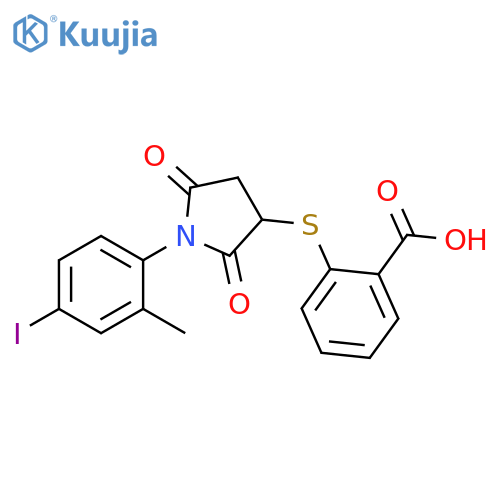 2-{1-(4-iodo-2-methylphenyl)-2,5-dioxopyrrolidin-3-ylsulfanyl}benzoic acid structure