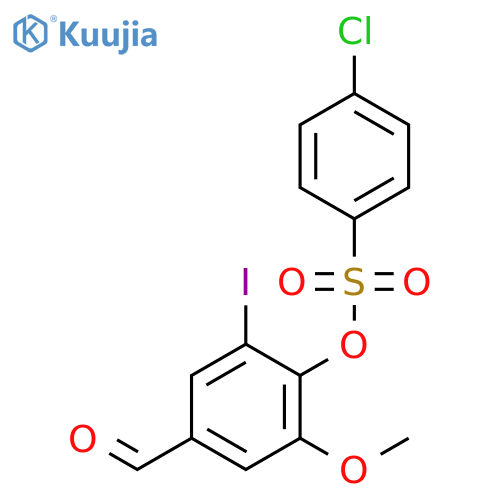 4-formyl-2-iodo-6-methoxyphenyl 4-chlorobenzenesulfonate structure