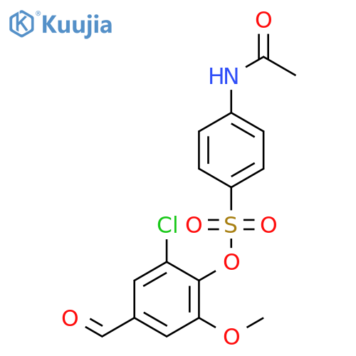 2-chloro-4-formyl-6-methoxyphenyl 4-(acetylamino)-1-benzenesulfonate structure
