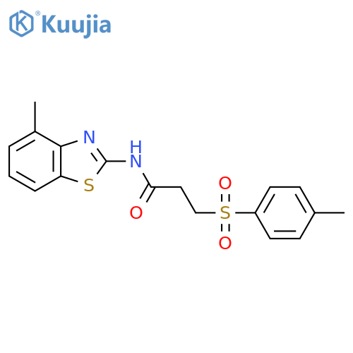 N-(4-methyl-1,3-benzothiazol-2-yl)-3-(4-methylbenzenesulfonyl)propanamide structure