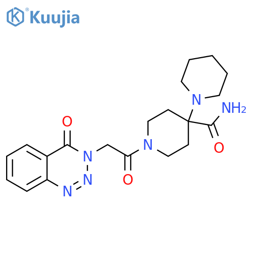 1'-2-(4-oxo-3,4-dihydro-1,2,3-benzotriazin-3-yl)acetyl-1,4'-bipiperidine-4'-carboxamide structure