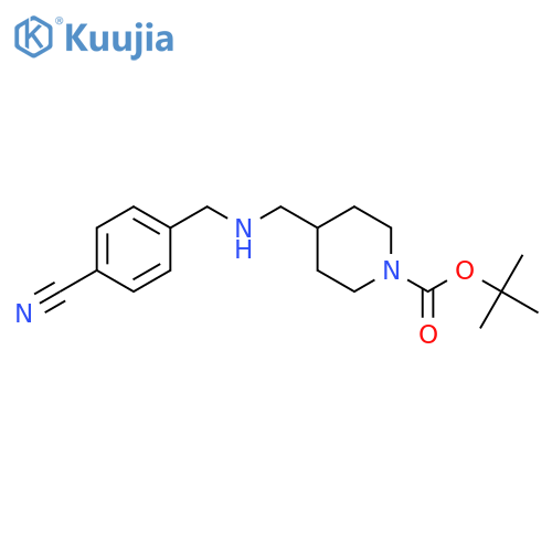 tert-butyl 4-(((4-cyanobenzyl)amino)methyl)piperidine-1-carboxylate structure