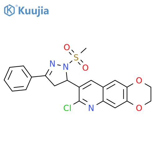 5-{7-chloro-2H,3H-1,4dioxino2,3-gquinolin-8-yl}-1-methanesulfonyl-3-phenyl-4,5-dihydro-1H-pyrazole structure