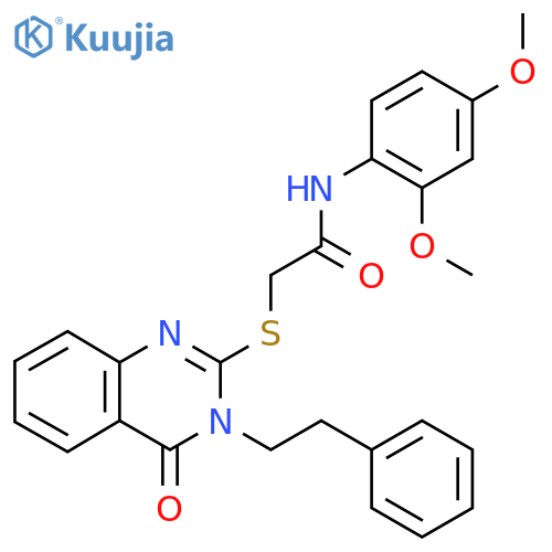 N-(2,4-dimethoxyphenyl)-2-{4-oxo-3-(2-phenylethyl)-3,4-dihydroquinazolin-2-ylsulfanyl}acetamide structure