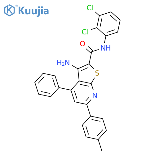 <br>3-Amino-4-phenyl-6-p-tolyl-thieno[2,3-b]pyridine-2-carboxylic acid (2,3-dic hloro-phenyl)-amide structure