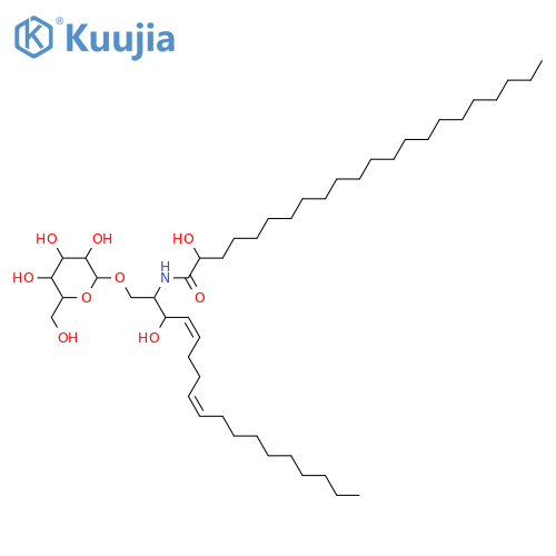 2-Amino-4,8-octadecadiene-1,3-diol; (2S,3R,4E,8E)-form, N-(2R-Hydroxydocosanoyl), 1-O-β-D-glucopyranoside structure