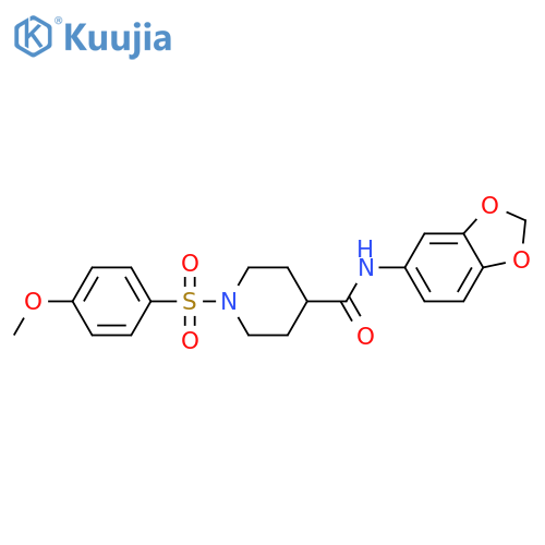 N-(2H-1,3-benzodioxol-5-yl)-1-(4-methoxybenzenesulfonyl)piperidine-4-carboxamide structure