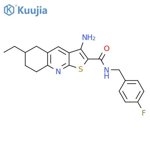 3-Amino-6-ethyl-N-[(4-fluorophenyl)methyl]-5H,6H,7H,8H-thieno[2,3-b]quinoline-2-carboxamide structure
