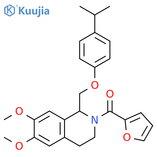 2-(furan-2-carbonyl)-6,7-dimethoxy-1-{4-(propan-2-yl)phenoxymethyl}-1,2,3,4-tetrahydroisoquinoline structure