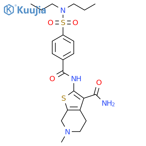 2-4-(dipropylsulfamoyl)benzamido-6-methyl-4H,5H,6H,7H-thieno2,3-cpyridine-3-carboxamide structure
