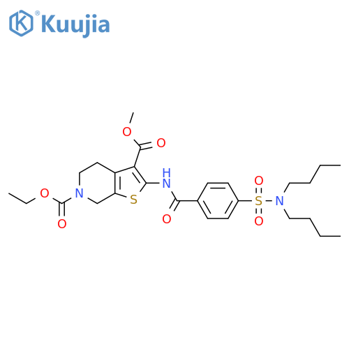 6-ethyl 3-methyl 2-4-(dibutylsulfamoyl)benzamido-4H,5H,6H,7H-thieno2,3-cpyridine-3,6-dicarboxylate structure