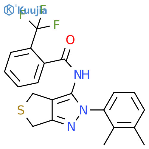 N-2-(2,3-dimethylphenyl)-2H,4H,6H-thieno3,4-cpyrazol-3-yl-2-(trifluoromethyl)benzamide structure