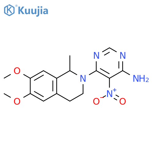 6-(6,7-dimethoxy-1-methyl-1,2,3,4-tetrahydroisoquinolin-2-yl)-5-nitropyrimidin-4-amine structure