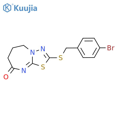 2-{(4-bromophenyl)methylsulfanyl}-5H,6H,7H,8H-1,3,4thiadiazolo3,2-a1,3diazepin-8-one structure