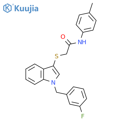 2-((1-(3-fluorobenzyl)-1H-indol-3-yl)thio)-N-(p-tolyl)acetamide structure