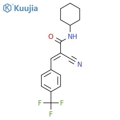 2-cyano-N-cyclohexyl-3-[4-(trifluoromethyl)phenyl]prop-2-enamide structure