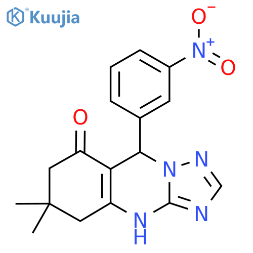 6,6-dimethyl-9-(3-nitrophenyl)-4H,5H,6H,7H,8H,9H-1,2,4triazolo3,2-bquinazolin-8-one structure