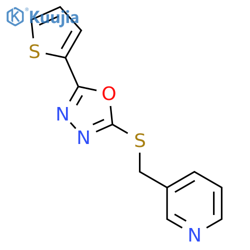 3-({5-(thiophen-2-yl)-1,3,4-oxadiazol-2-ylsulfanyl}methyl)pyridine structure