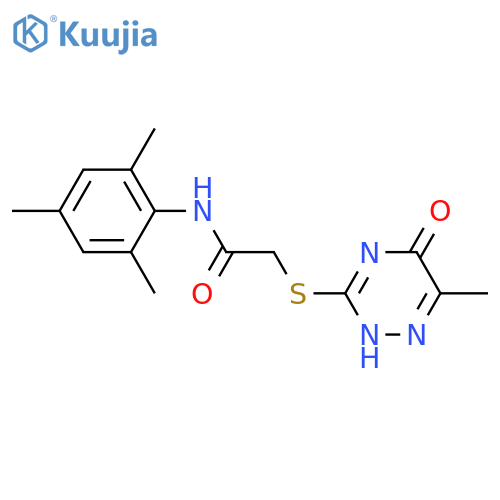 2-(6-methyl-5-oxo-4,5-dihydro-1,2,4-triazin-3-yl)sulfanyl-N-(2,4,6-trimethylphenyl)acetamide structure