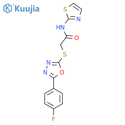 2-{5-(4-fluorophenyl)-1,3,4-oxadiazol-2-ylsulfanyl}-N-(1,3-thiazol-2-yl)acetamide structure