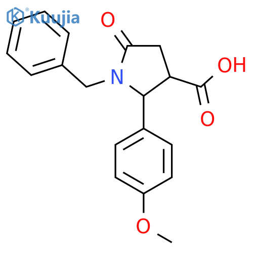 1-Benzyl-2-(4-methoxyphenyl)-5-oxo-3-pyrrolidinecarboxylic acid structure