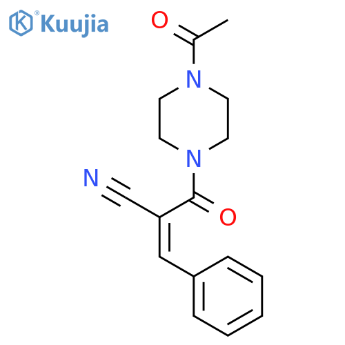 2-(4-Acetylpiperazine-1-carbonyl)-3-phenylprop-2-enenitrile structure