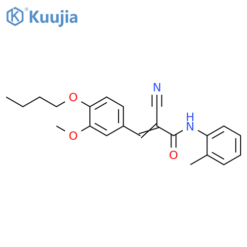 3-(4-Butoxy-3-methoxyphenyl)-2-cyano-N-(2-methylphenyl)-2-propenamide structure