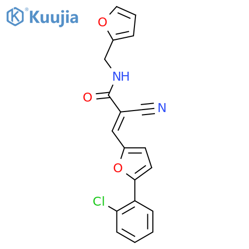 (2E)-3-5-(2-chlorophenyl)furan-2-yl-2-cyano-N-(furan-2-yl)methylprop-2-enamide structure