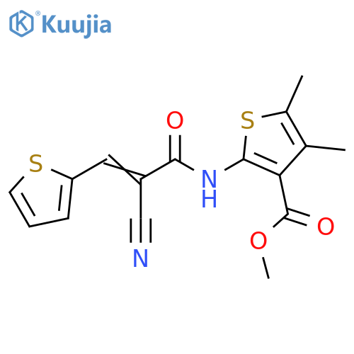 methyl 2-(2E)-2-cyano-3-(thiophen-2-yl)prop-2-enamido-4,5-dimethylthiophene-3-carboxylate structure