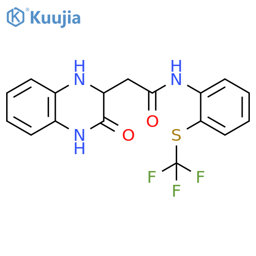2-(3-oxo-1,2,3,4-tetrahydroquinoxalin-2-yl)-N-{2-(trifluoromethyl)sulfanylphenyl}acetamide structure