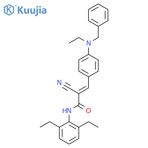 3-{4-[benzyl(ethyl)amino]phenyl}-2-cyano-N-(2,6-diethylphenyl)prop-2-enamide structure