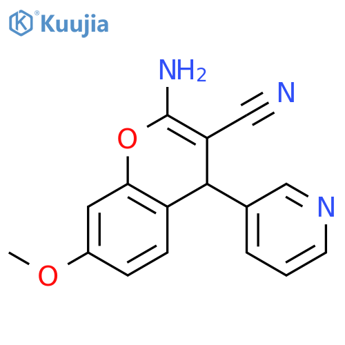 4H-1-Benzopyran-3-carbonitrile, 2-amino-7-methoxy-4-(3-pyridinyl)- structure